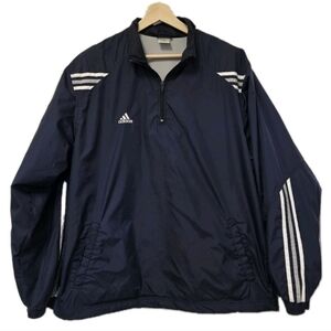 Adidas Windbreaker Jacket Mens  2XL  Navy Blue 1/4 Zip Hooded Lightweight Golf